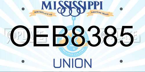 OEB8385 Mississippi License Plate