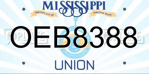 OEB8388 Mississippi License Plate