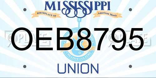 OEB8795 Mississippi License Plate