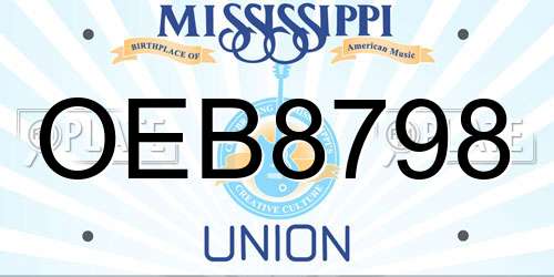 OEB8798 Mississippi License Plate