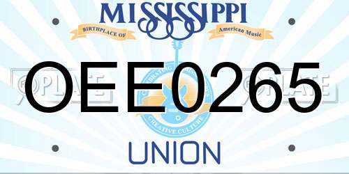 OEE0265 Mississippi License Plate
