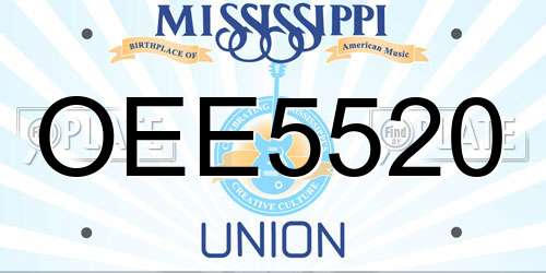 OEE5520 Mississippi License Plate