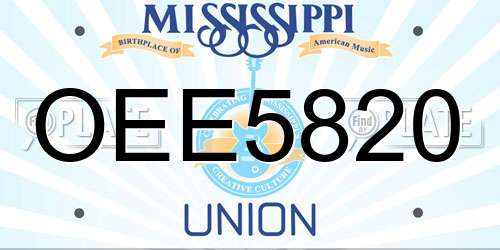 OEE5820 Mississippi License Plate