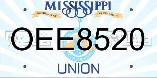 OEE8520 Mississippi License Plate