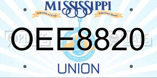 OEE8820 Mississippi License Plate