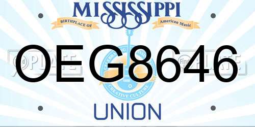 OEG8646 Mississippi License Plate
