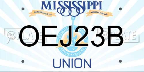 OEJ23B Mississippi License Plate