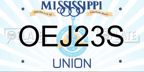 OEJ23S Mississippi License Plate