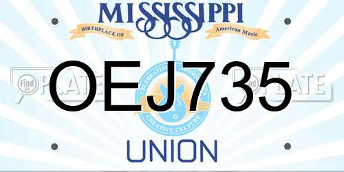 OEJ735 Mississippi License Plate