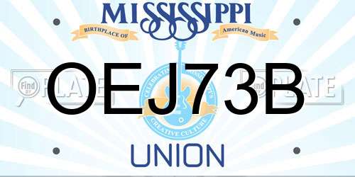 OEJ73B Mississippi License Plate