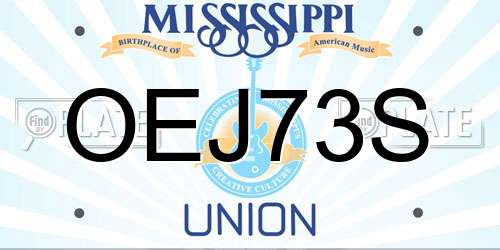 OEJ73S Mississippi License Plate