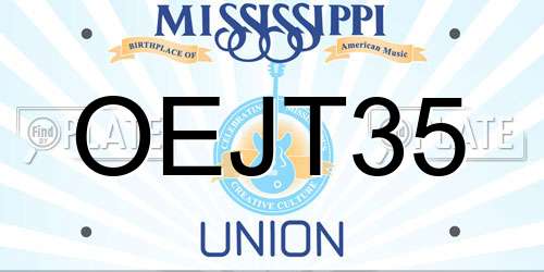 OEJT35 Mississippi License Plate