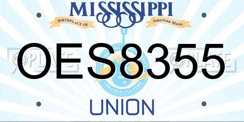 OES8355 Mississippi License Plate