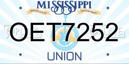 OET7252 Mississippi License Plate