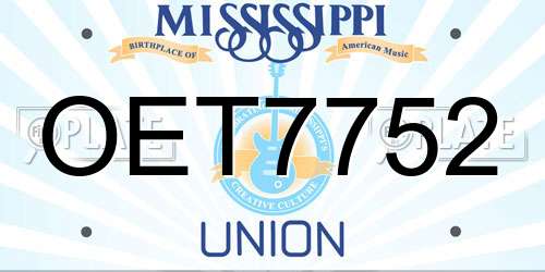 OET7752 Mississippi License Plate