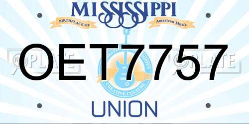 OET7757 Mississippi License Plate