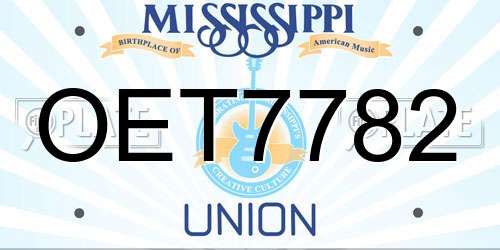 OET7782 Mississippi License Plate
