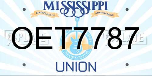 OET7787 Mississippi License Plate