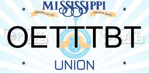 OETTTBT Mississippi License Plate