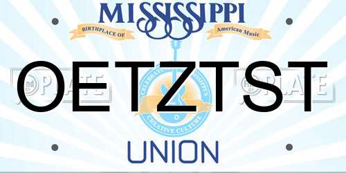 OETZTST Mississippi License Plate
