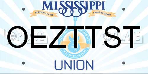 OEZTTST Mississippi License Plate