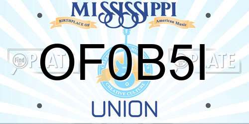 OF0B5I Mississippi License Plate