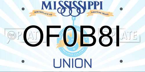 OF0B8I Mississippi License Plate