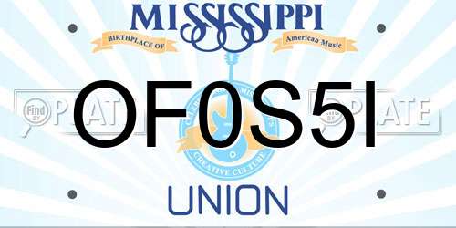 OF0S5I Mississippi License Plate