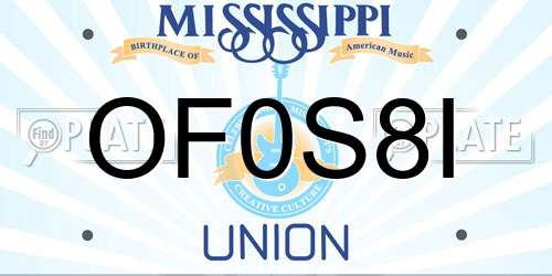 OF0S8I Mississippi License Plate