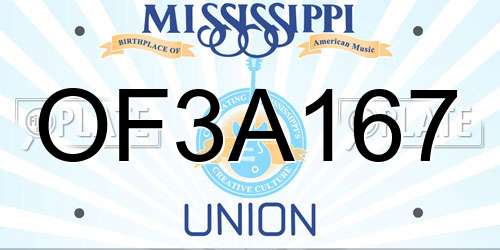 OF3A167 Mississippi License Plate