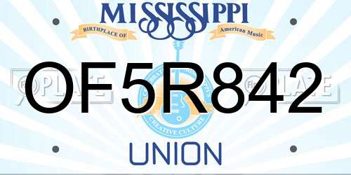 OF5R842 Mississippi License Plate