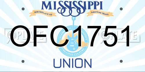 OFC1751 Mississippi License Plate