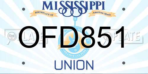 OFD851 Mississippi License Plate