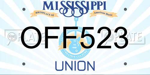 OFF523 Mississippi License Plate