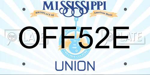 OFF52E Mississippi License Plate