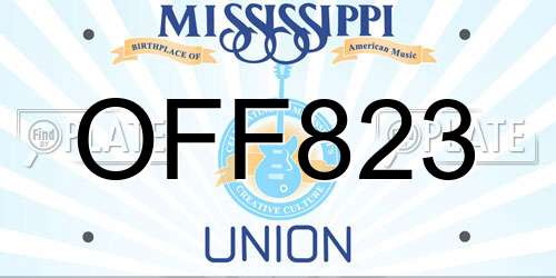 OFF823 Mississippi License Plate
