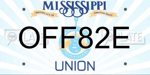 OFF82E Mississippi License Plate