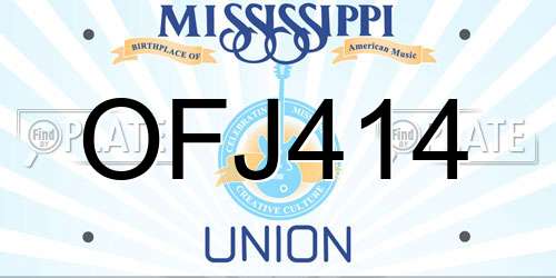 OFJ414 Mississippi License Plate