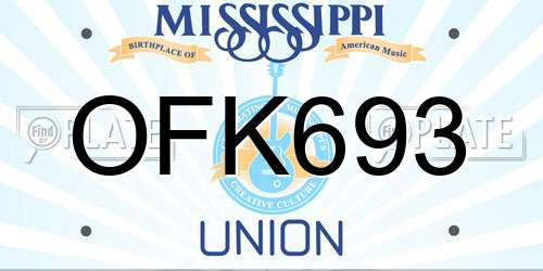 OFK693 Mississippi License Plate