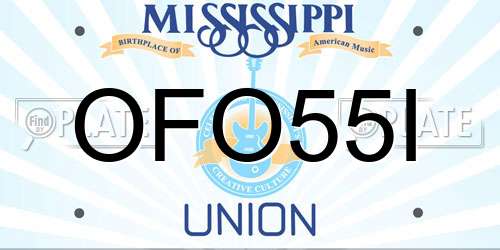 OFO55I Mississippi License Plate