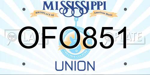 OFO851 Mississippi License Plate