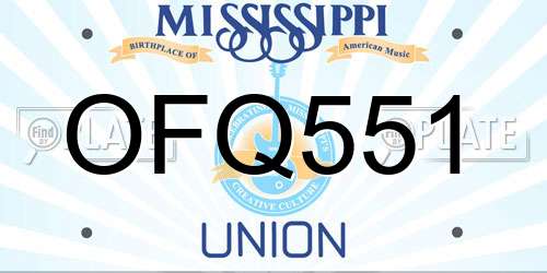 OFQ551 Mississippi License Plate