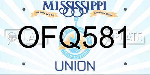 OFQ581 Mississippi License Plate
