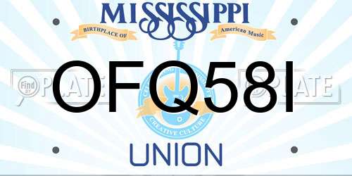 OFQ58I Mississippi License Plate