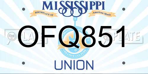 OFQ851 Mississippi License Plate