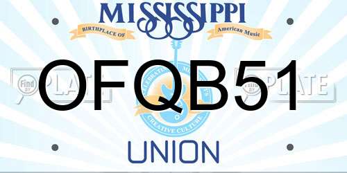 OFQB51 Mississippi License Plate