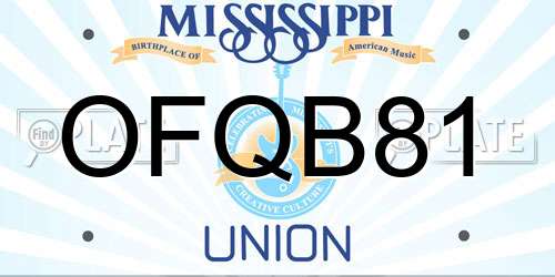OFQB81 Mississippi License Plate