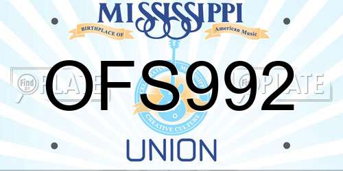 OFS992 Mississippi License Plate