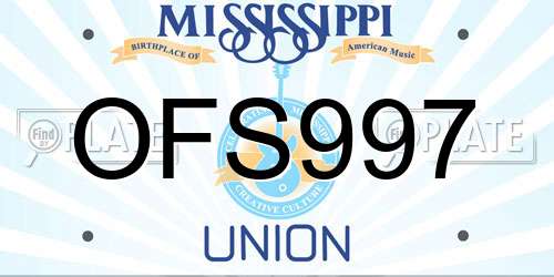 OFS997 Mississippi License Plate