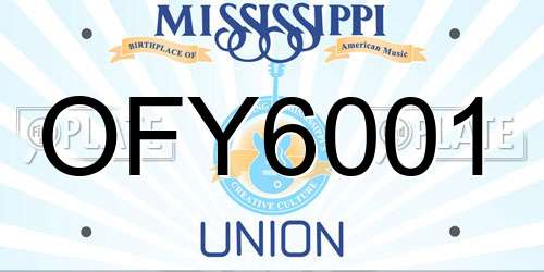 OFY6001 Mississippi License Plate